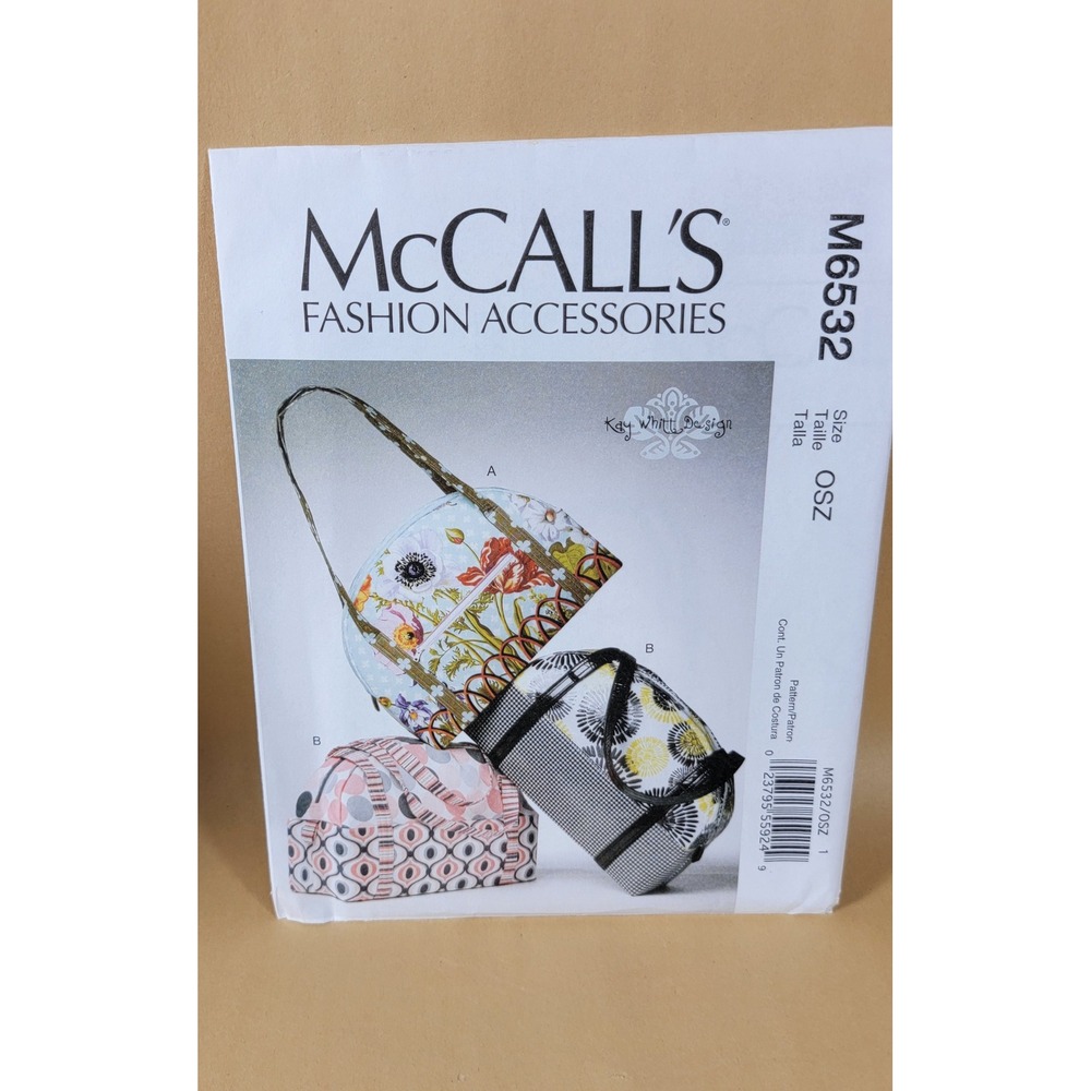 McCalls M6532 Fashion Accessories Bag Sewing Pattern Kay Whitt Design OSZ